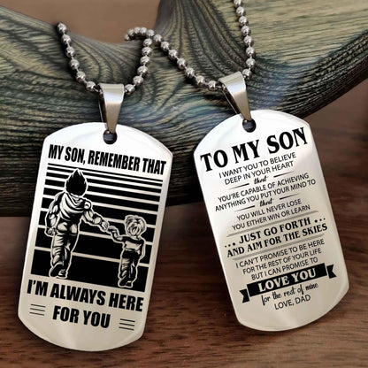 DRB Double Sided Dog Tag My Son Remember That - Gift For Son Just Go Forth And Aim For The Skies