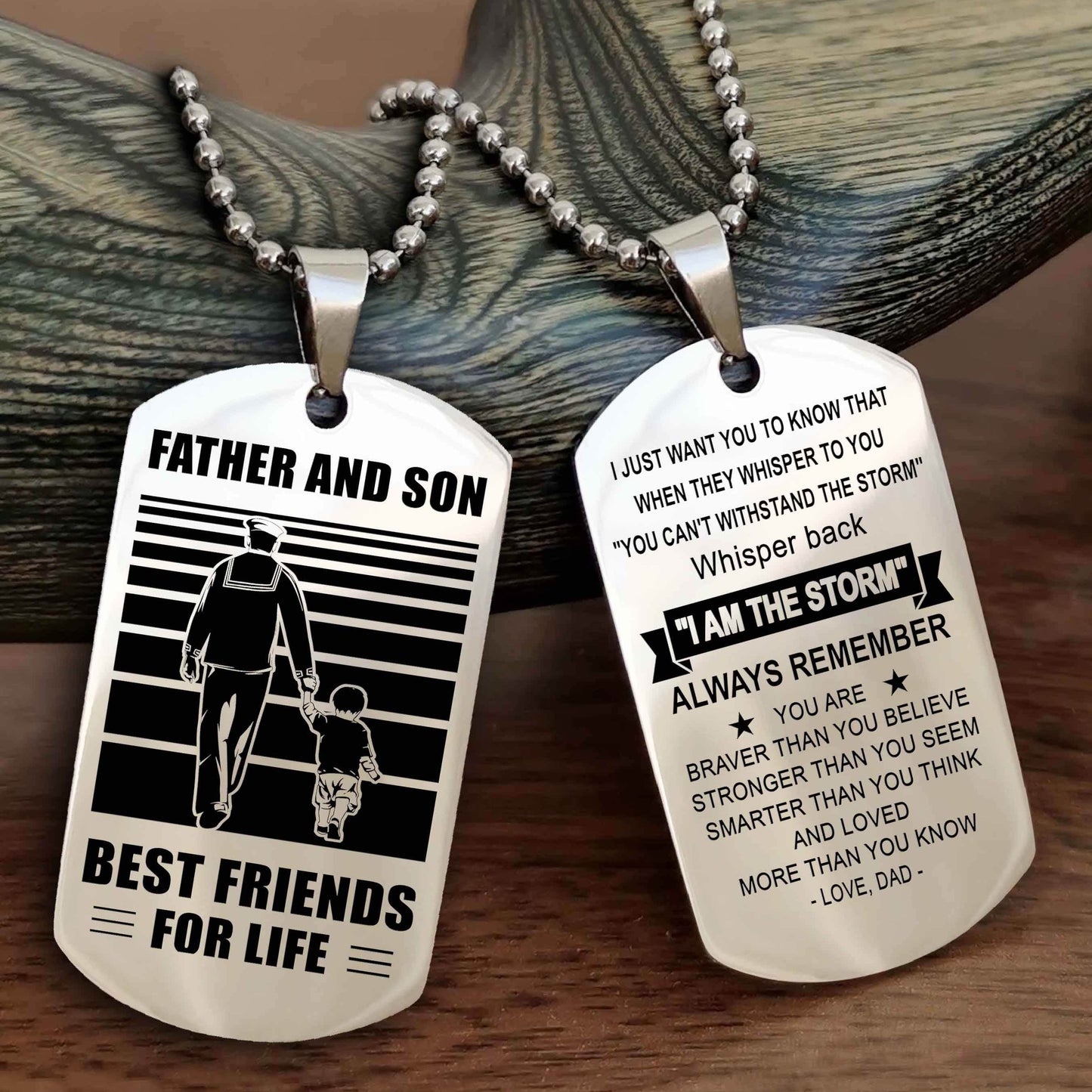 Cowboy Personalized Double Sided Dog Tag To My Son I Love You - Whisper Back I'm The Storm