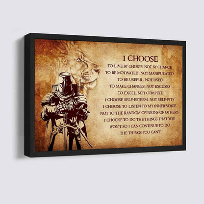 Soldier Poster Canvas I Choose To Live By Choice Best Gift With Motivation Quotes