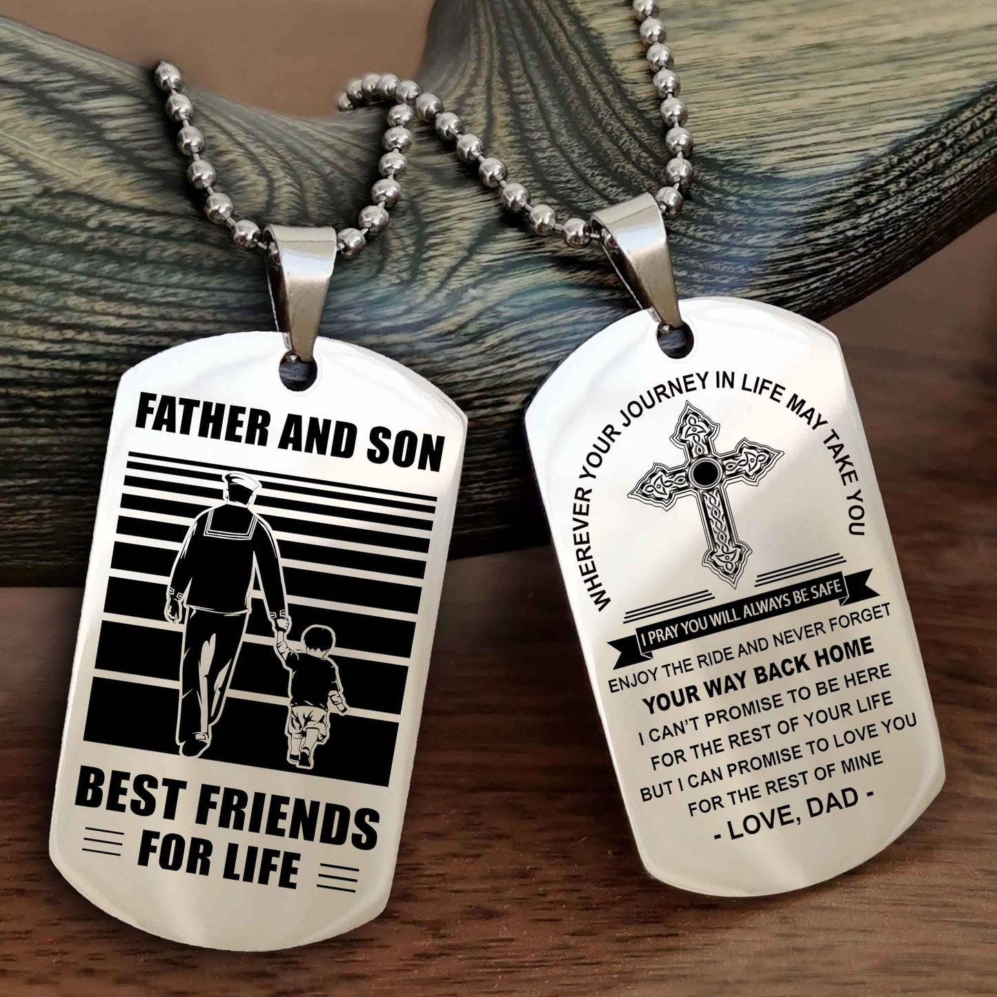 Knight Templar Cross Double Sided Dog Tag Father And Son Best Friend For Life - Gift For Son Never Forget Your Way Back Home