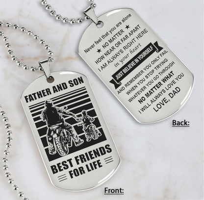 DRB Personalized Double Sided Dog Tag Father And Son Best Friends For Life - Just Believe In Yourself I Love You