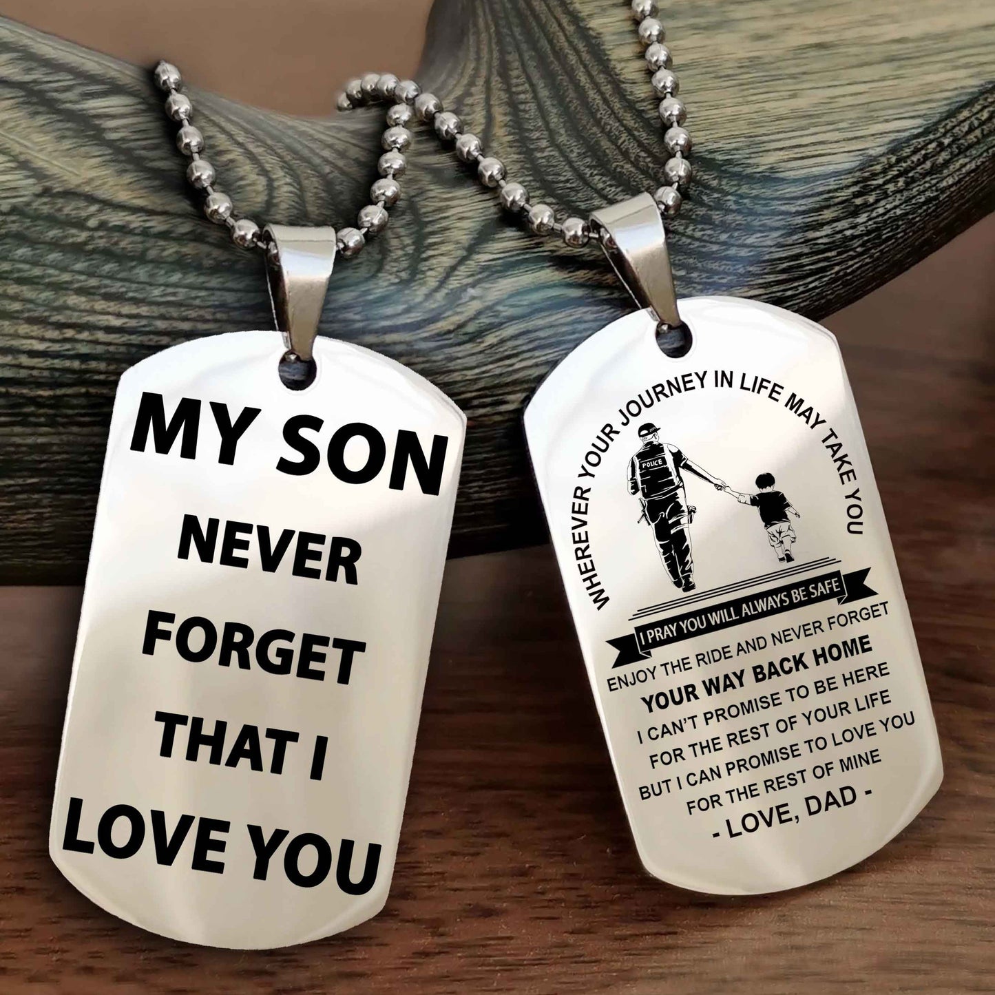 DRB Double Sided Dog Tag To My Son Never Forget That I Love You - Gift For Son Never Forget Your Way Back Home