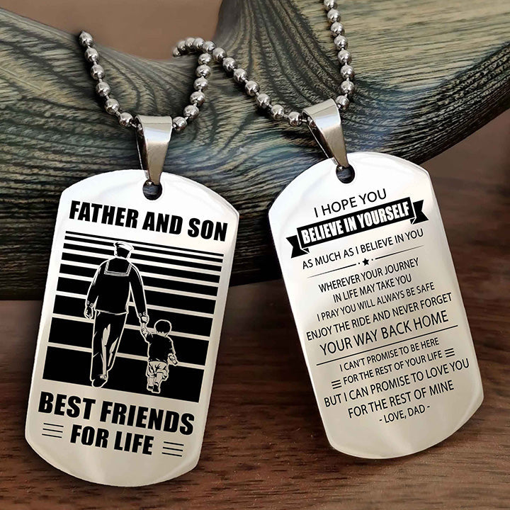Viking Personalized Double Sided Dog Tag Black To My Son I Love You - Enjoy The Ride And Never Forget Your Way Back Home From