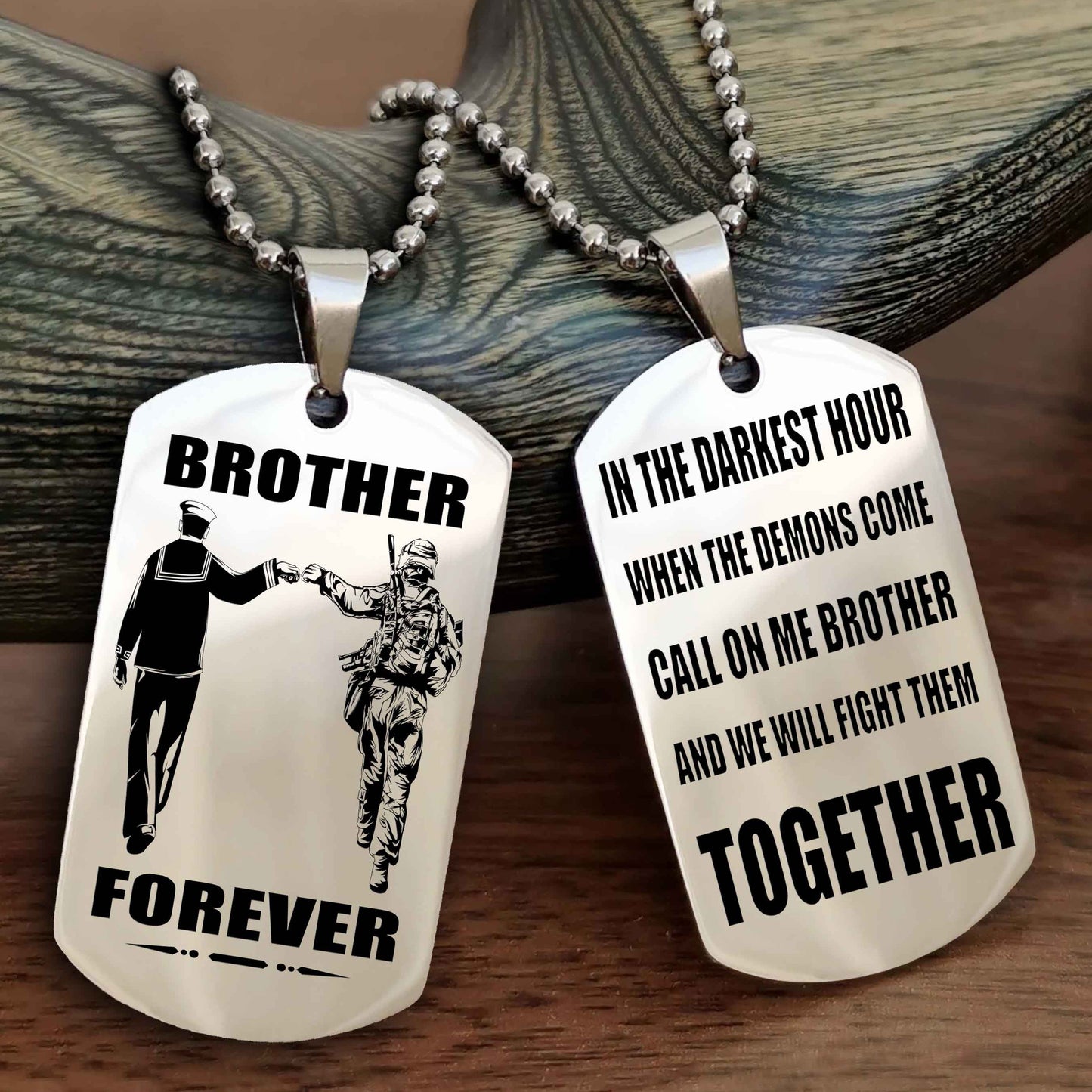 Soldier-Navy Personalized Double Sided Dog Tag For My Brother - Call On Me Brother And We Will Fight Them Together Gift For Your Friend