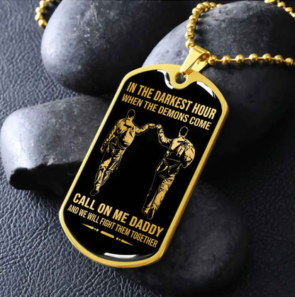 DRB Military Chain Silver Plated 18K Gold Plated Call On Me Daddy Gift For Your Dad