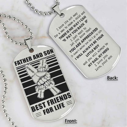 Family Fist Bump Team 4 Personalized Double Sided Dog Tag Father  And Son Best Friends For Life - Message on the back side