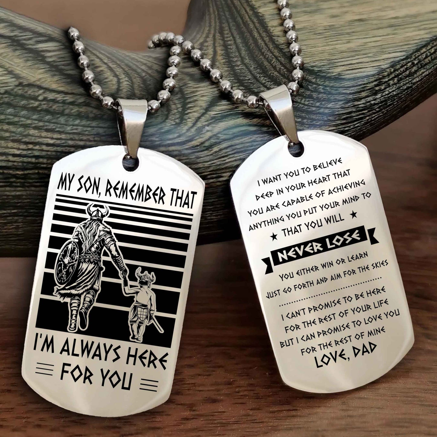 New Viking Double Side Dog Tag My Son Remember That From Dad To Son With Message On The Back Gift For Your Son