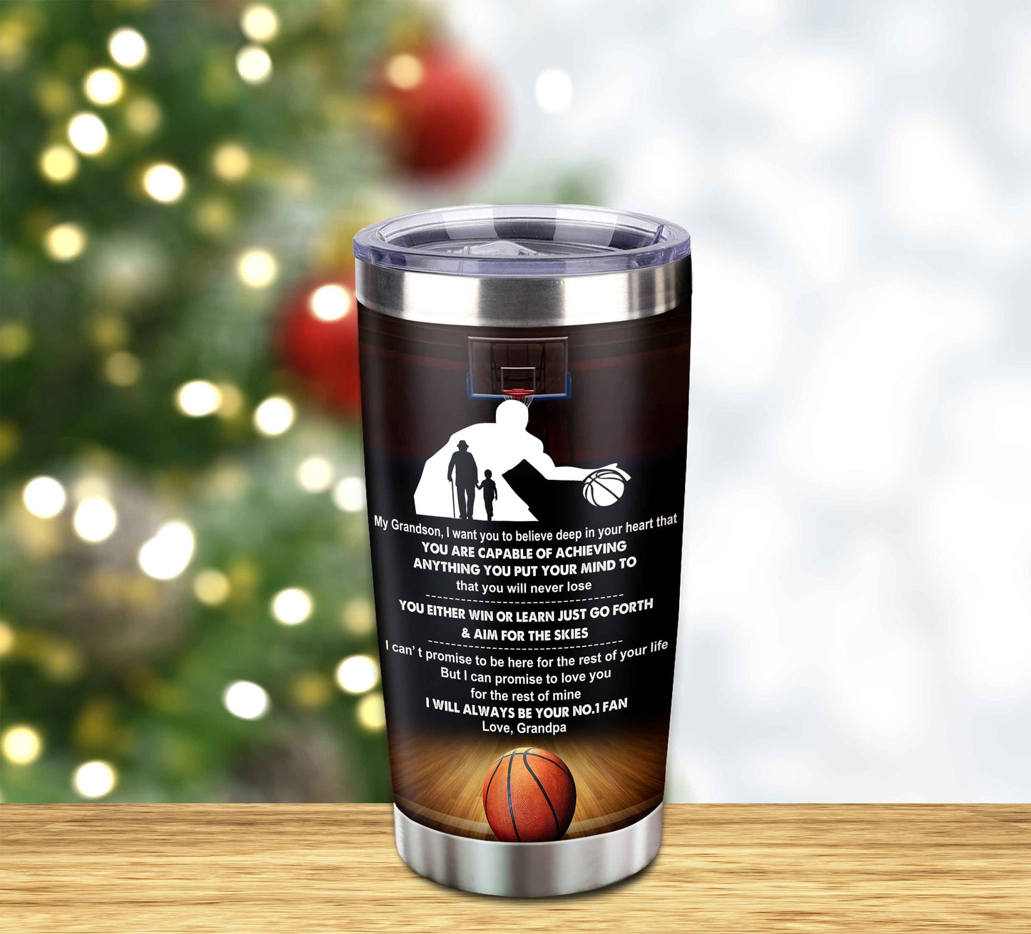 Customizable Tumbler To My Grandson With Inspriration Quotes From Grandpa And Grandma