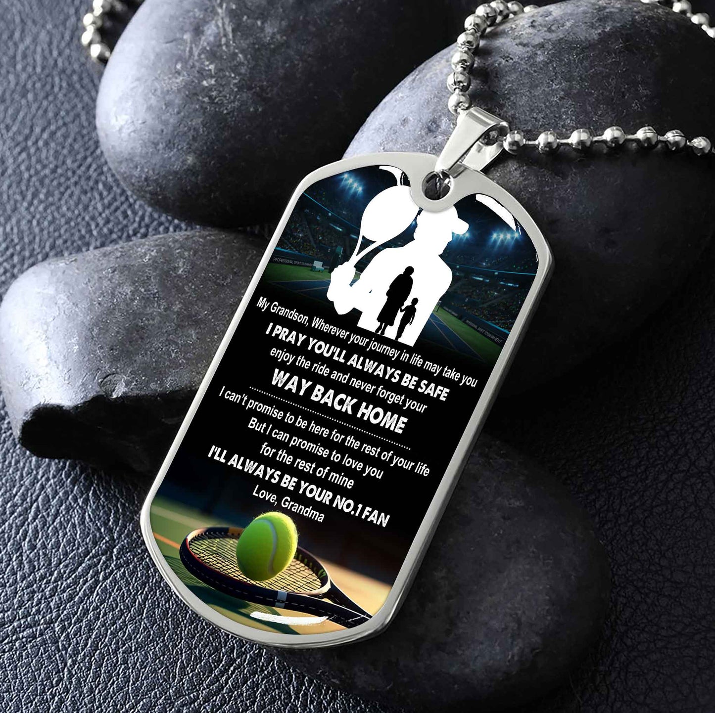 Sport Military Chain 18K Gold Plated Silver Plated To My Grandson From Grandma Motivation Message I Will Always Be Your No 1 Fan