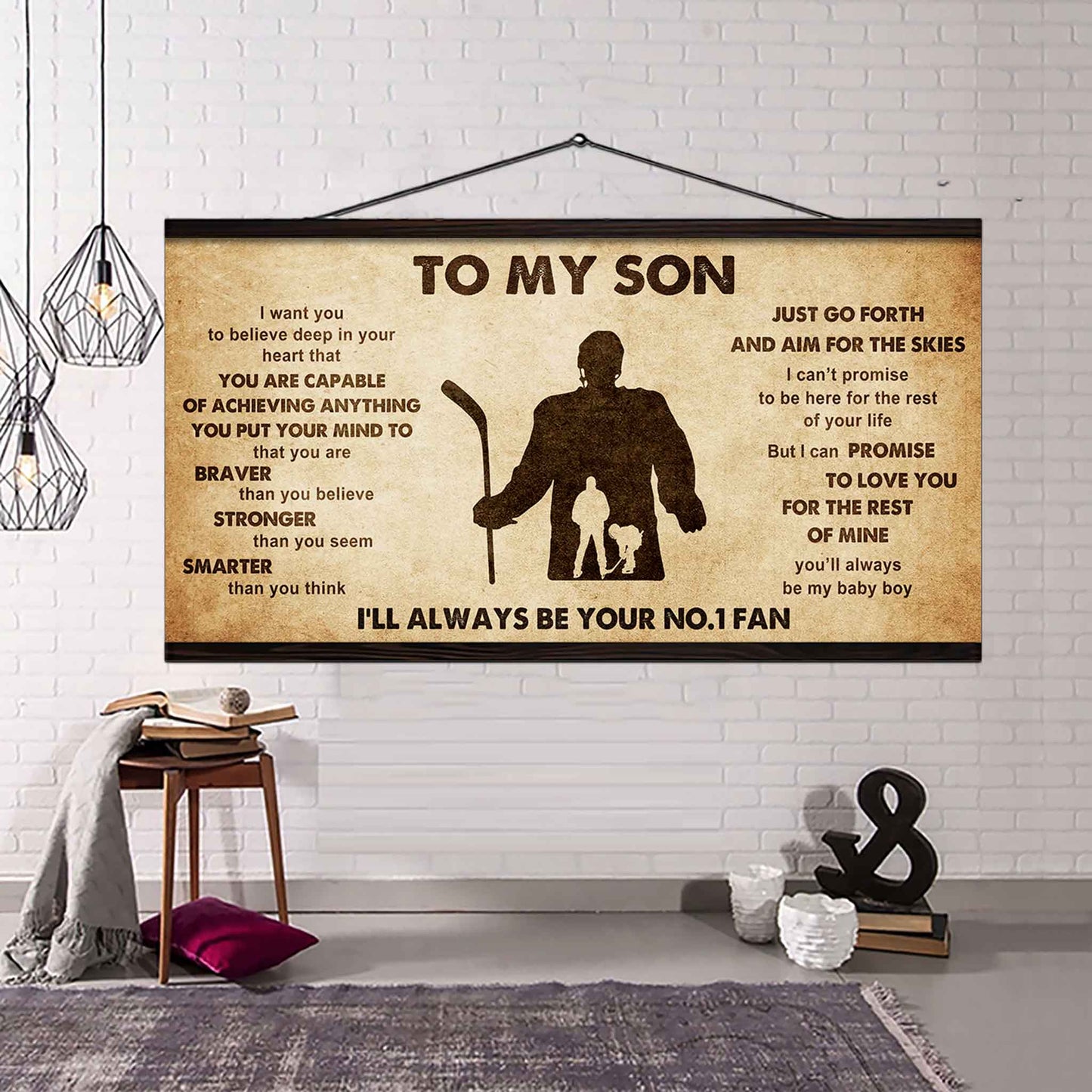 Personalized Sport Poster Canvas I'll Be Your No 1 Fan Dad To Son - That You Are Braver Than You Believe Just Go Forth