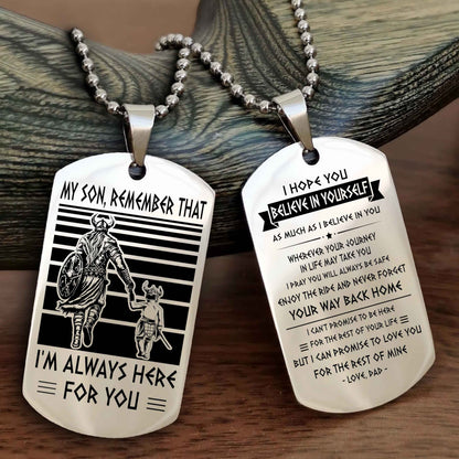 New Viking Double Side Dog Tag My Son Remember That From Dad To Son With Message On The Back Gift For Your Son