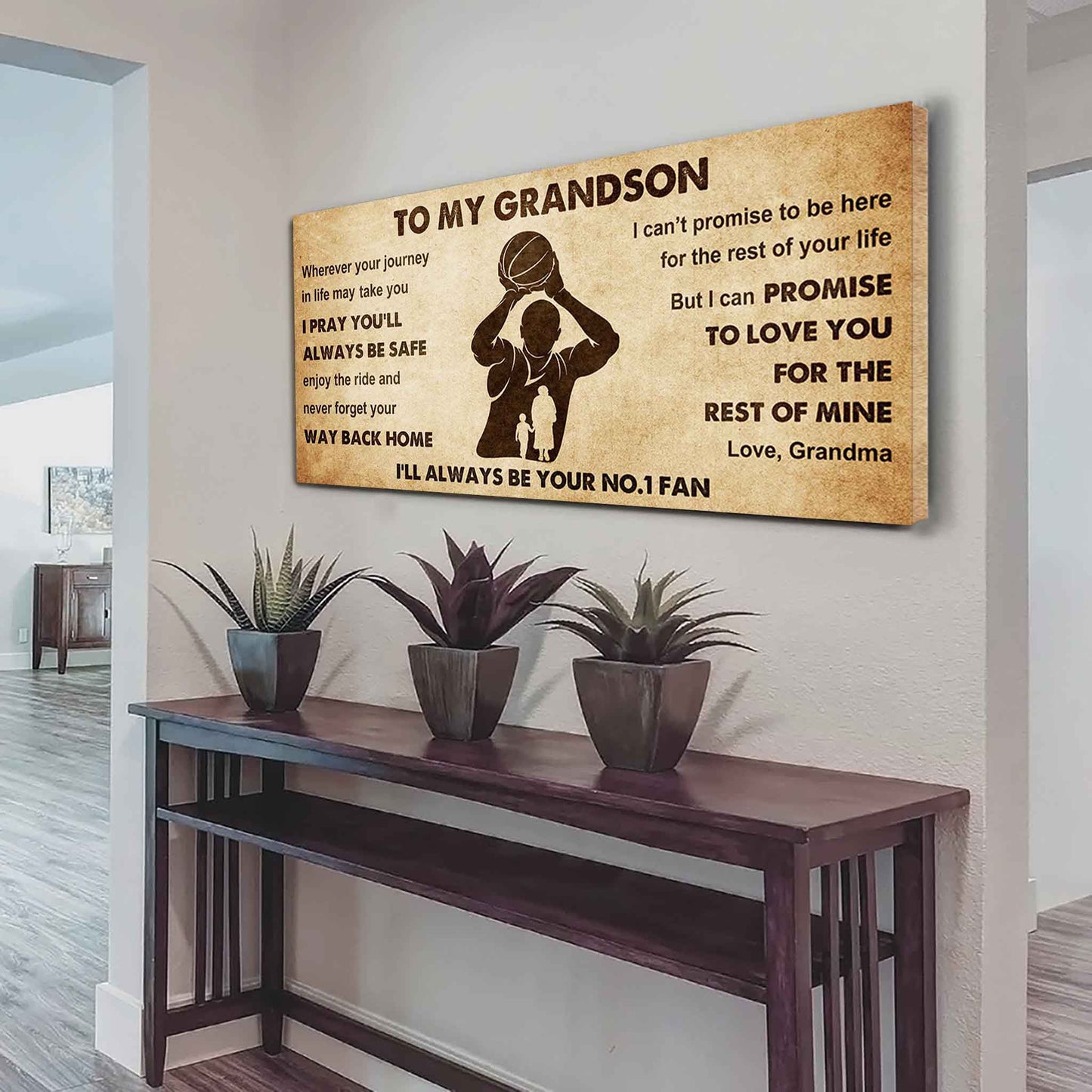 Personalized Sport Poster Canvas I'll Be Your No 1 Fan Grandma To Grandson - Never Forget Your Way Back Home
