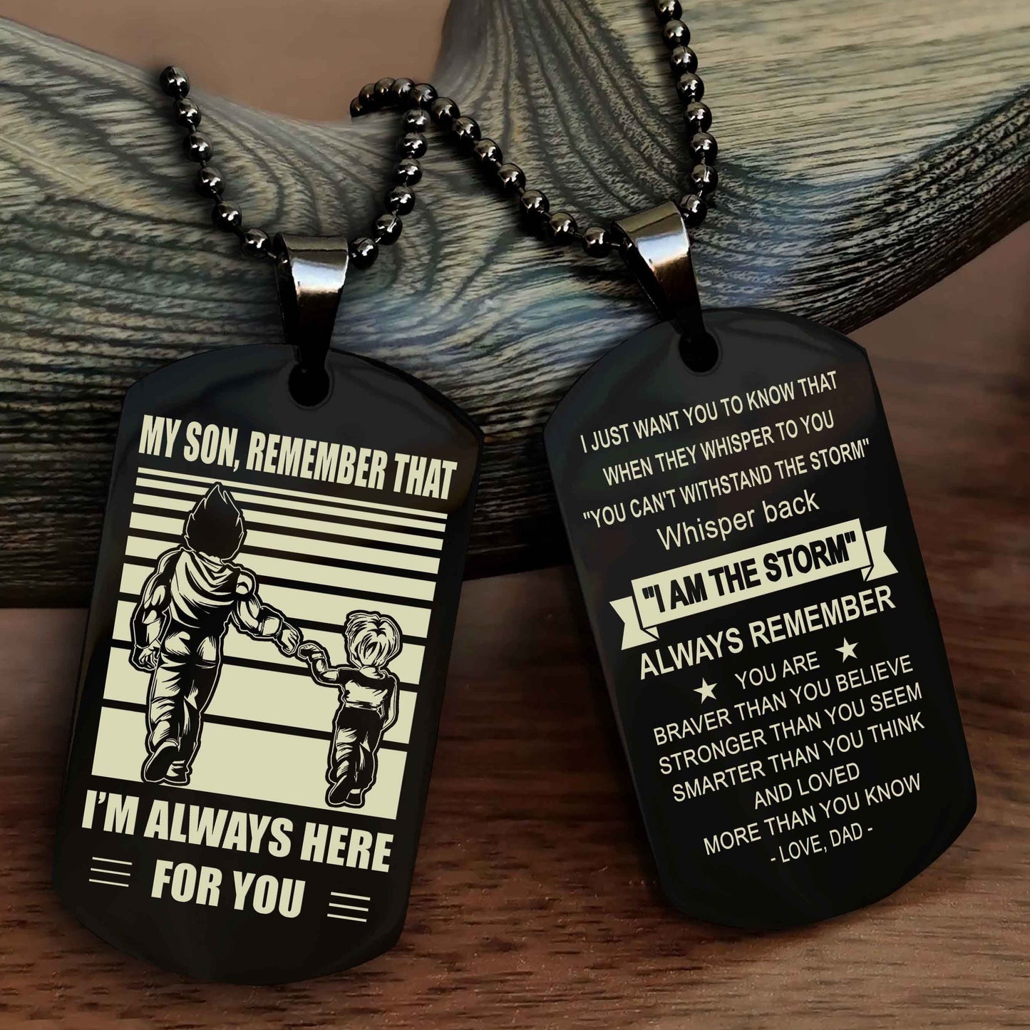 DRB Personalized Double Sided Dog Tag My Son Remember That I Will Always Here Whisper Back I Am The Storm