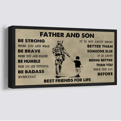 Ver 2 Family Father And Son Best Friends For Life - Be Strong When You Are Weak Poster Canvas Gift For Son From Father-Photo Upload