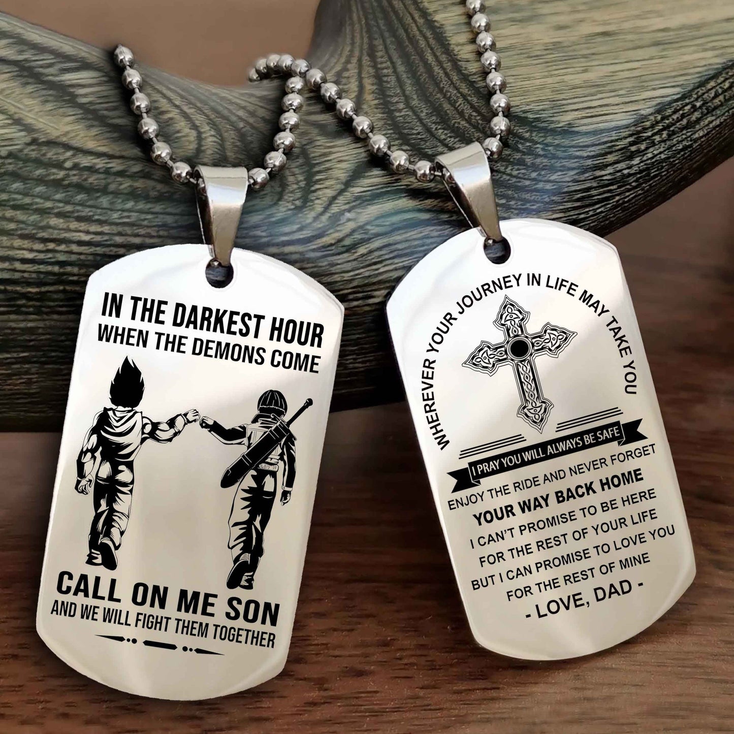 Knight Templar Double Sided Cross Dog Tag Call On Me Son - Gift For Son From Dad Your Way Back Home