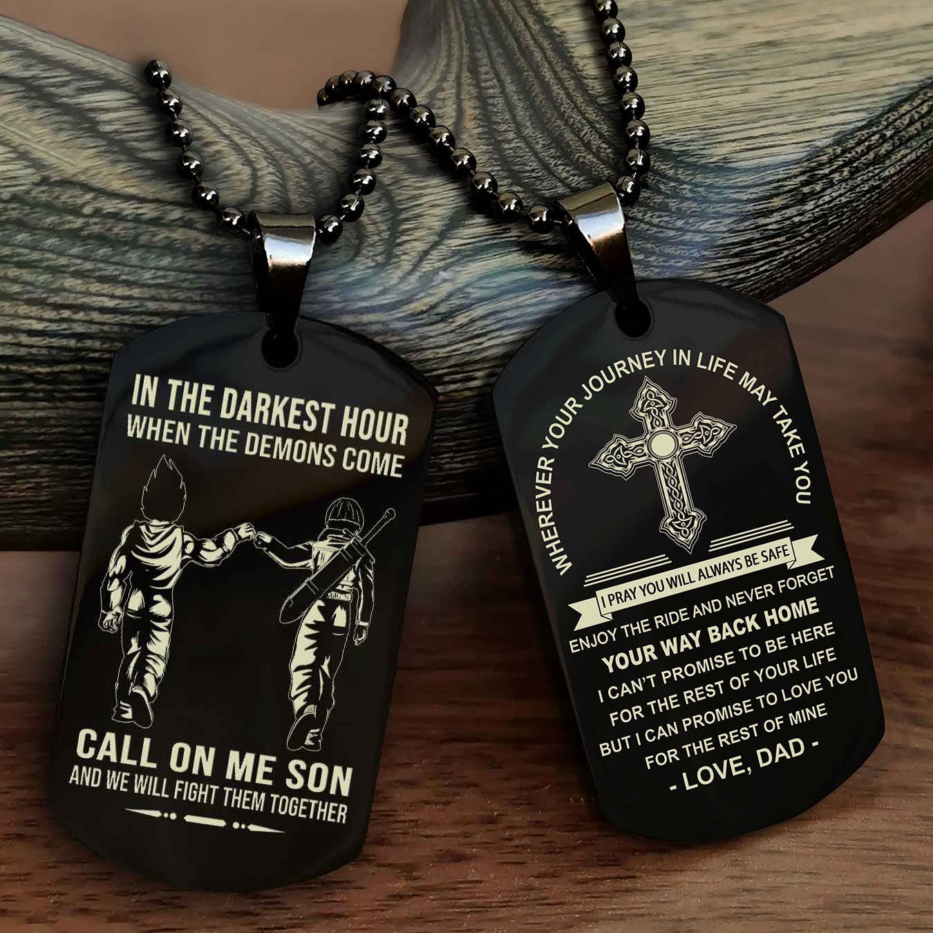 DRB Double Sided Cross Dog Tag Call On Me Son - Gift For Son From Dad Your Way Back Home