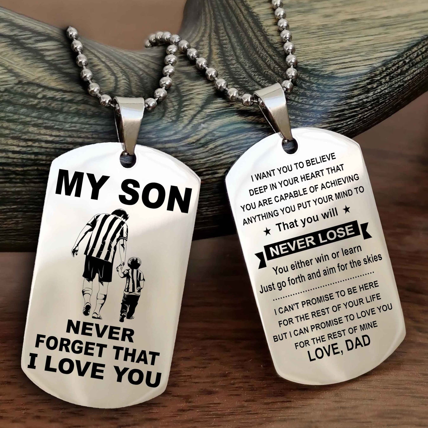 DRB Double Sided Dog Tag To My Son Never Forget That I Love You New Version - That You Will Never Lose You Either Win Or Learn