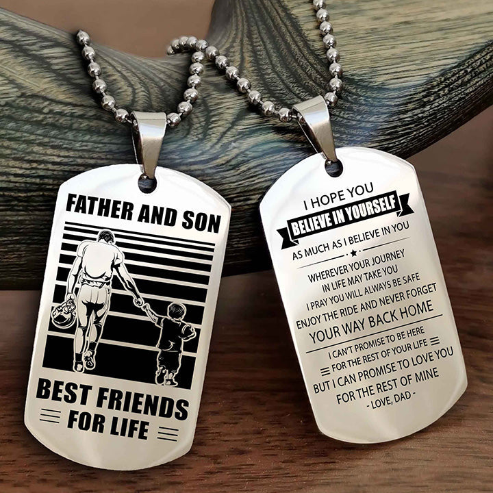 Viking Personalized Double Sided Dog Tag Black To My Son I Love You - Enjoy The Ride And Never Forget Your Way Back Home From