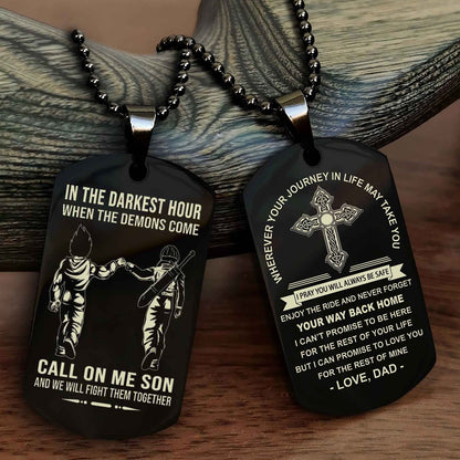 Knight Templar Double Sided Cross Dog Tag Call On Me Son - Gift For Son From Dad Your Way Back Home