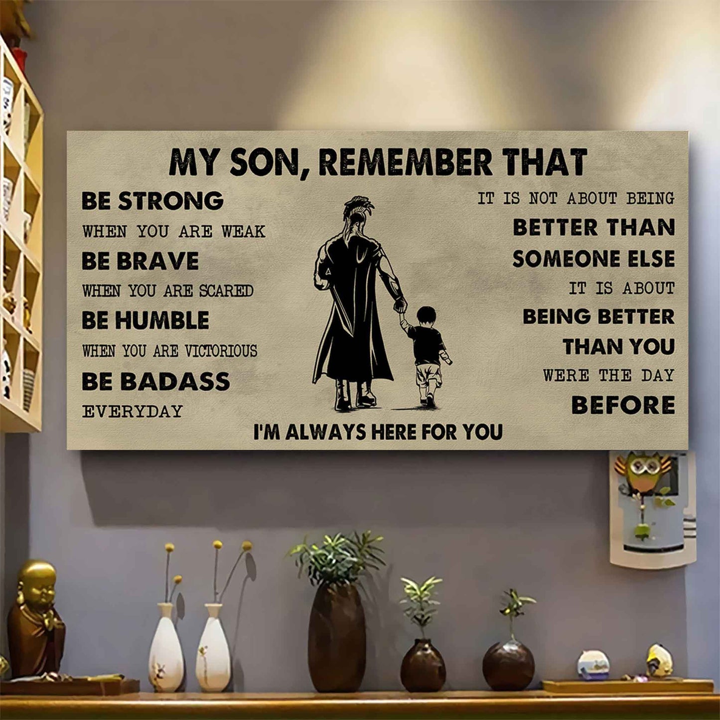 Personalized DRB Poster Canvas - My Son Remember That Be Strong When You Are Weak Be Badass Everyday