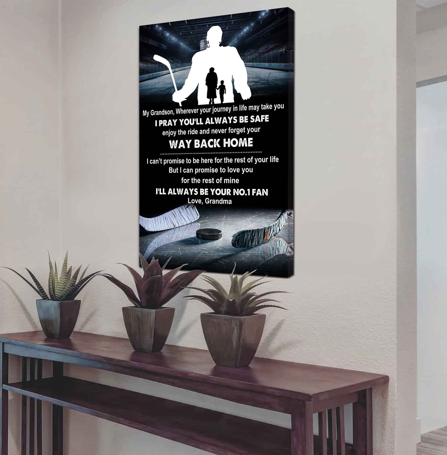 Hockey Poster Canvas Grandma To Grandson - Never Forget Your Way Back Home I Will Always Your No 1 Fan