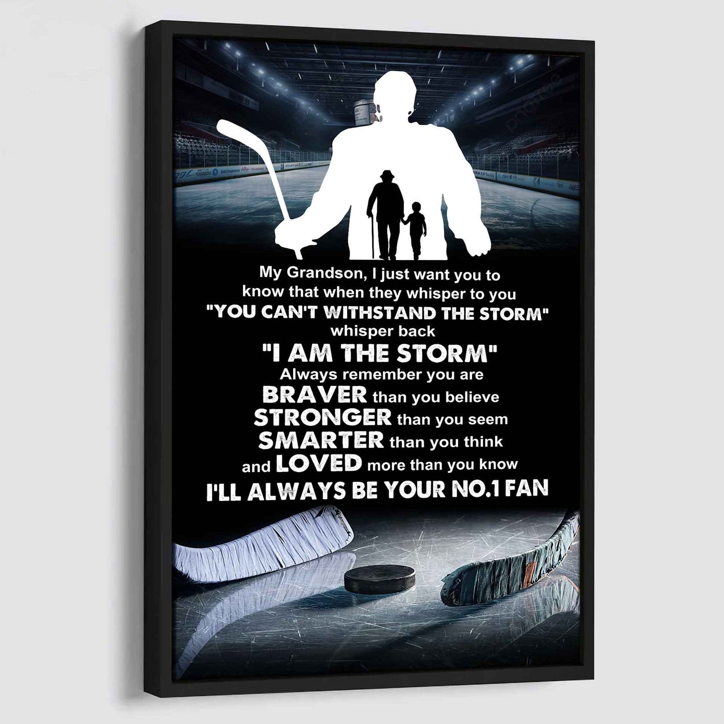 American Football Poster Canvas Granpa To Grandson - Whisper Back I Am The Storm I Will Always Your No 1 Fan