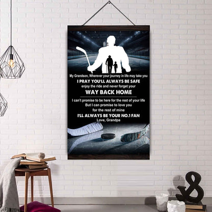 Sport Basketball Poster Canvas Grandpa To Grandson - Never Forget Your Way Back Home I Will Always Your No 1 Fan