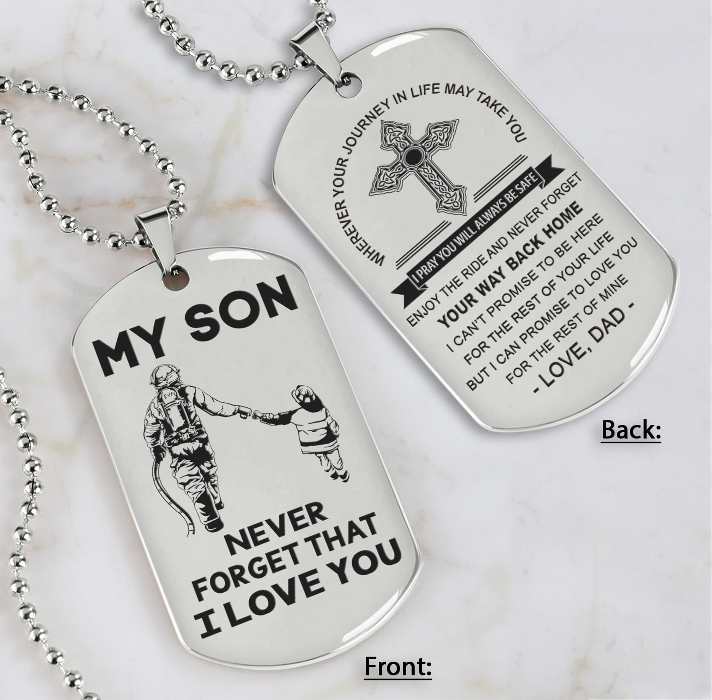 Samurai customizable engraved dog tag, gifts from dad mom to son- Be the nice kid