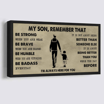 Personalized DRB Poster Canvas - My Son Remember That Be Strong When You Are Weak Be Badass Everyday