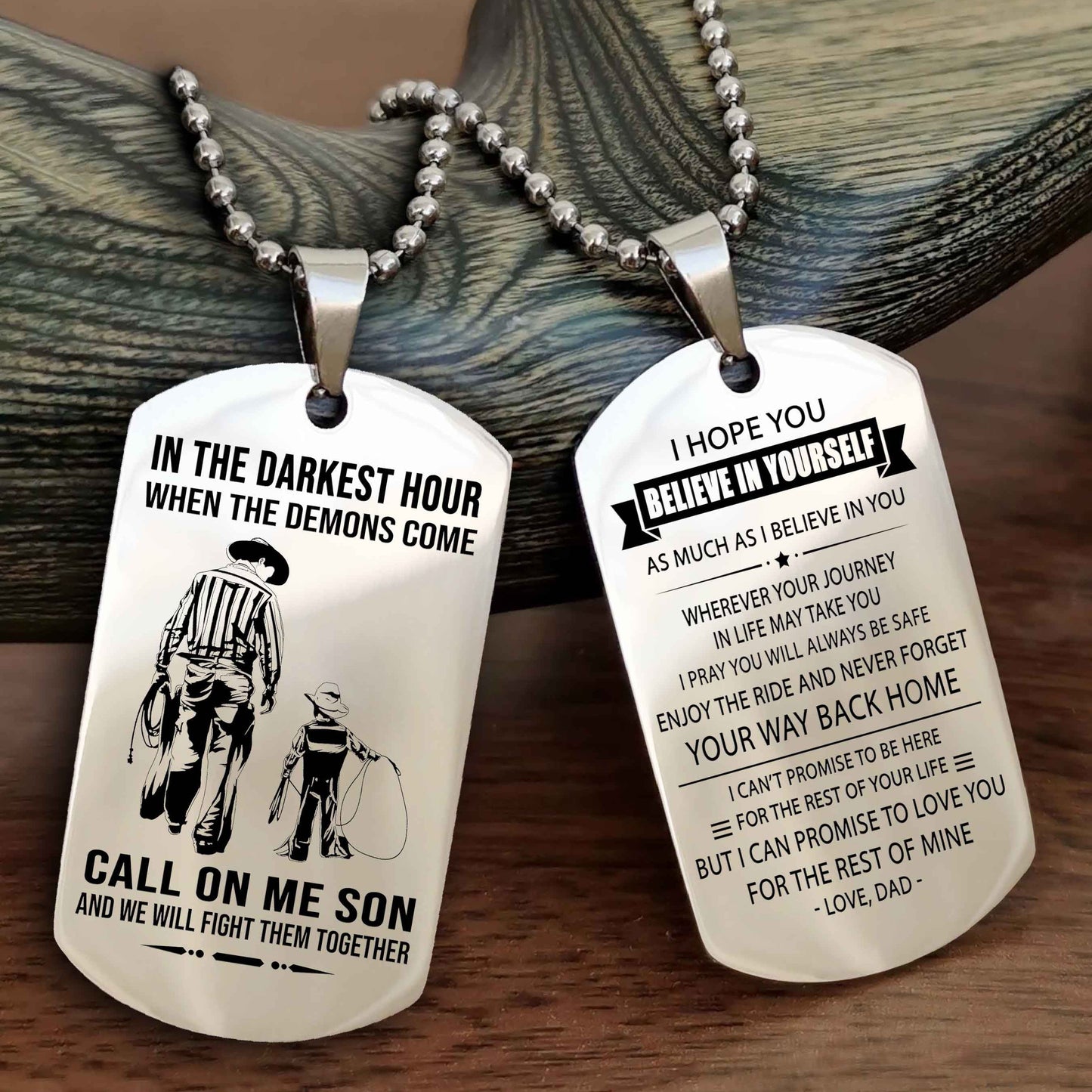 DRB Double Sided Dog Tag Call On Me Son - Gift For Son From Dad Never Forget Your Way Back Home