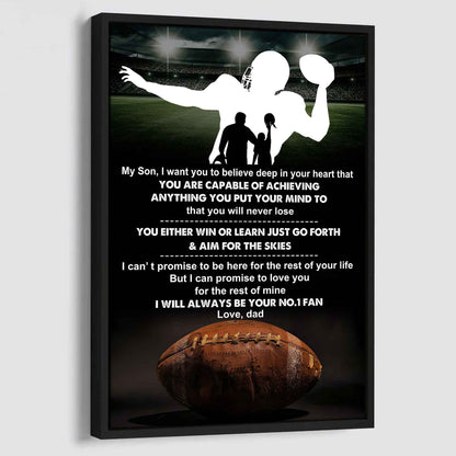 Baseball Poster Canvas Dad To Son - You Will Never Lose You Either Win Or Learn I Will Always Your No 1 Fan