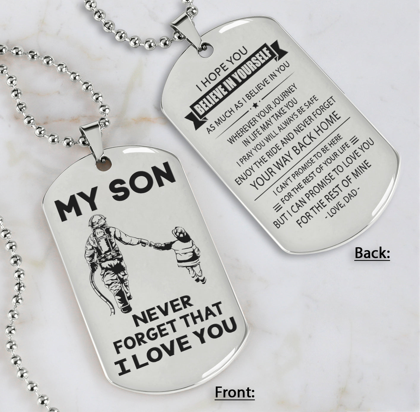DRB Personalized Double Sided Dog Tag To My Son Never Forget That I Love You - Never Forget Your Way Back Home