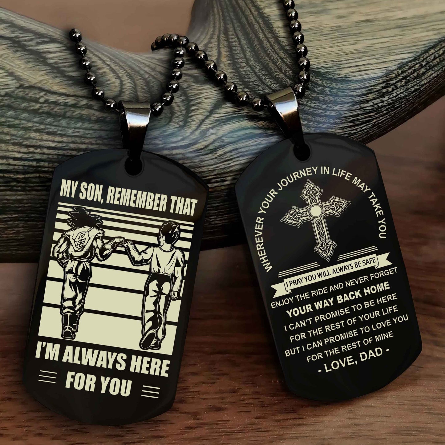 Knight Templar Cross Double Sided Dog Tag My Son Remember That - Gift For Son Enjoy The Ride Never Forget Your Way Back Home