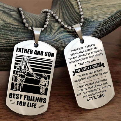 Cowboy Personalized Double Sided Dog Tag To My Son I Love You - You Will Never Lose You Either Win Or Learn From Dad To Son