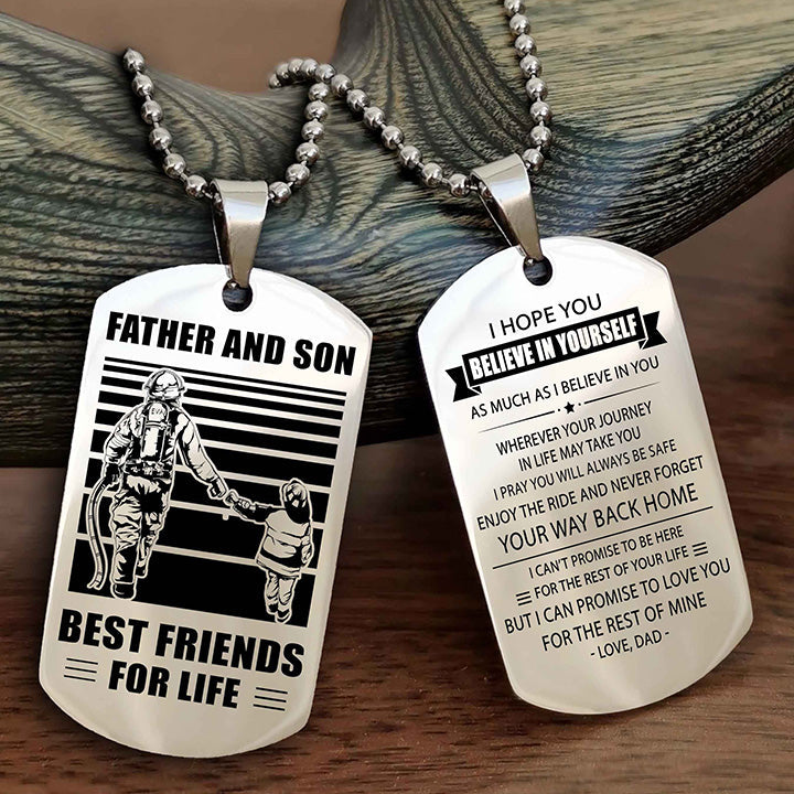 Viking Personalized Double Sided Dog Tag Black To My Son I Love You - Enjoy The Ride And Never Forget Your Way Back Home From