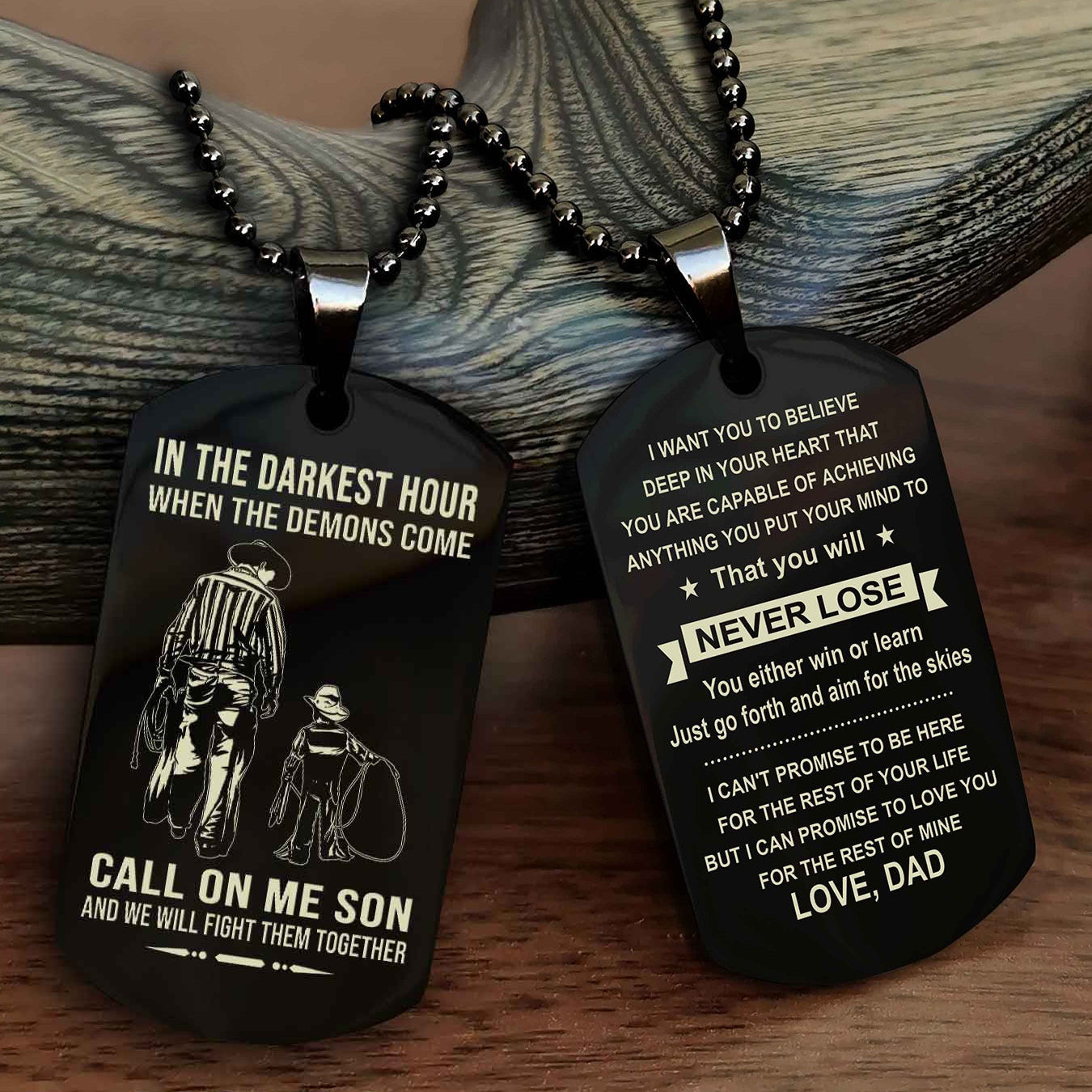 DRB Double Sided Dog Tag Call On Me Son - Gift For Son From Dad You Will Never Lose You Either Win Or Learn
