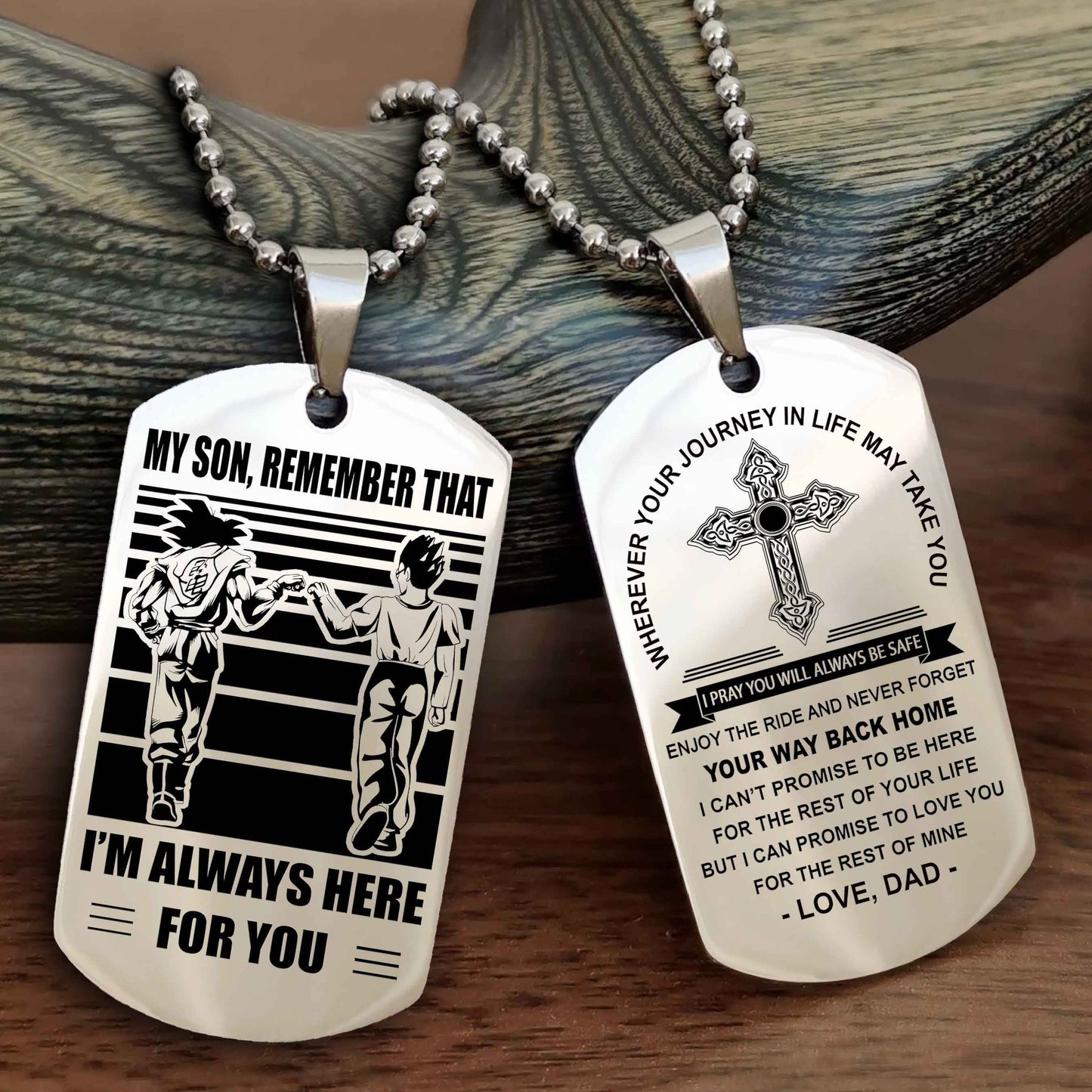 DRB Cross Double Sided Dog Tag My Son Remember That - Gift For Son Enjoy The Ride Never Forget Your Way Back Home