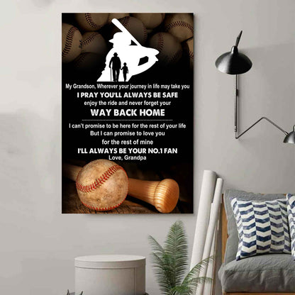 Tennis Poster Canvas Grandpa To Grandson - Never Forget Your Way Back Home I Will Always Your No 1 Fan