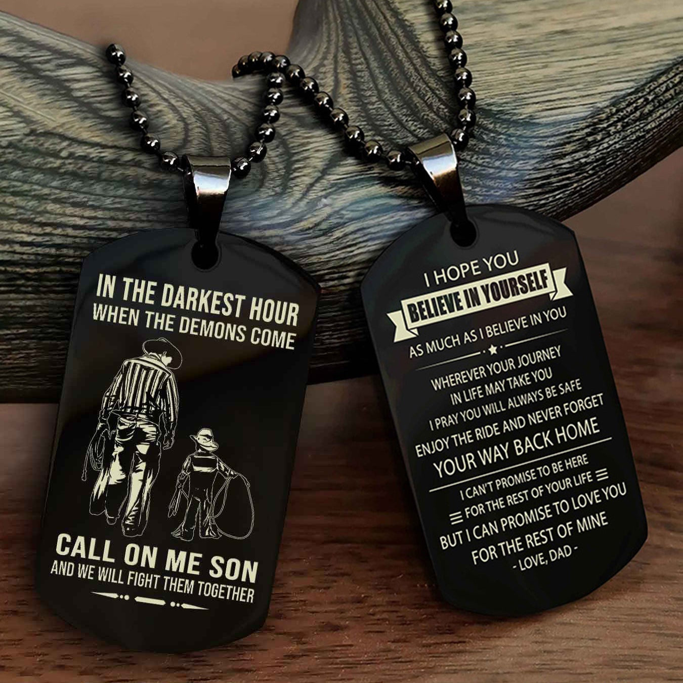 DRB Double Sided Dog Tag Call On Me Son - Gift For Son From Dad Never Forget Your Way Back Home