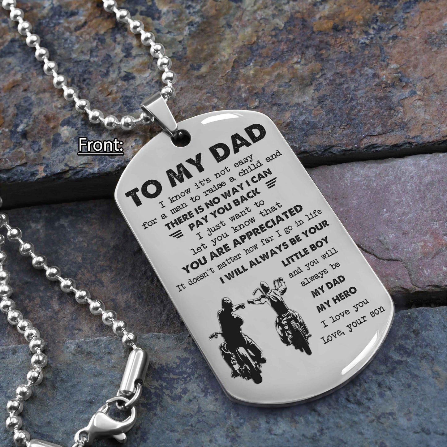 Personalized Family One Side Dog Tag To My Dad I Know It's Not Easy - I Will Always Be Your Little Boy Gift From Son To Dad Father's Day Gift