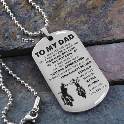 Personalized Family One Side Dog Tag To My Dad I Know It's Not Easy - I Will Always Be Your Little Boy Gift From Son To Dad Father's Day Gift
