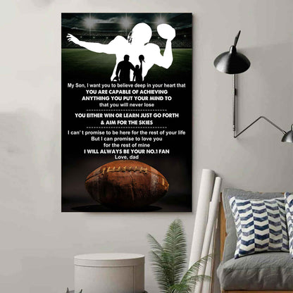 Baseball Poster Canvas Dad To Son - You Will Never Lose You Either Win Or Learn I Will Always Your No 1 Fan