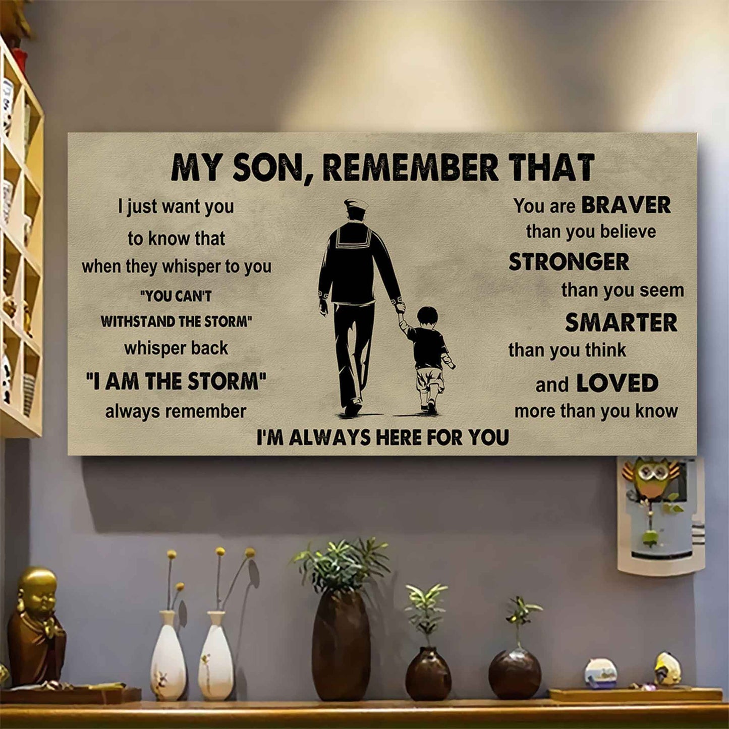 Personalized Sport Poster Canvas -  My Son Remember That Whisper Back I Am The Storm