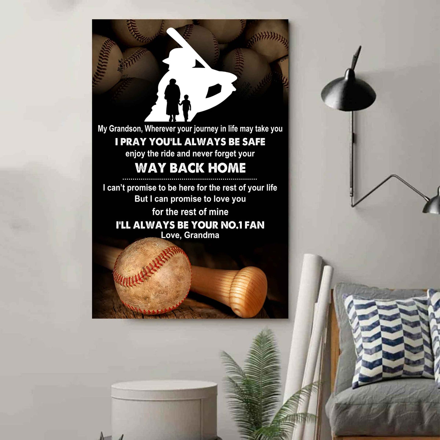 Sport Basketball Poster Canvas Grandma To Grandson - Never Forget Your Way Back Home I Will Always Your No 1 Fan