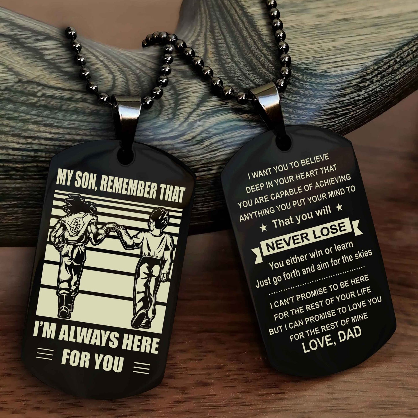 DRB Personalized Double Sided Dog Tag My Son Remember That I Will Always Here You Will Never Lose You Either Win Or Learn