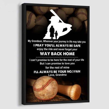 Hockey Poster Canvas Grandma To Grandson - Never Forget Your Way Back Home I Will Always Your No 1 Fan
