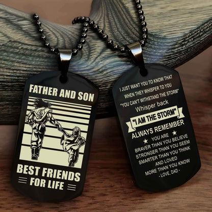 Viking Personalized Double Sided Dog Tag Silver To My Son I Love You - Whisper Back I'm The Storm