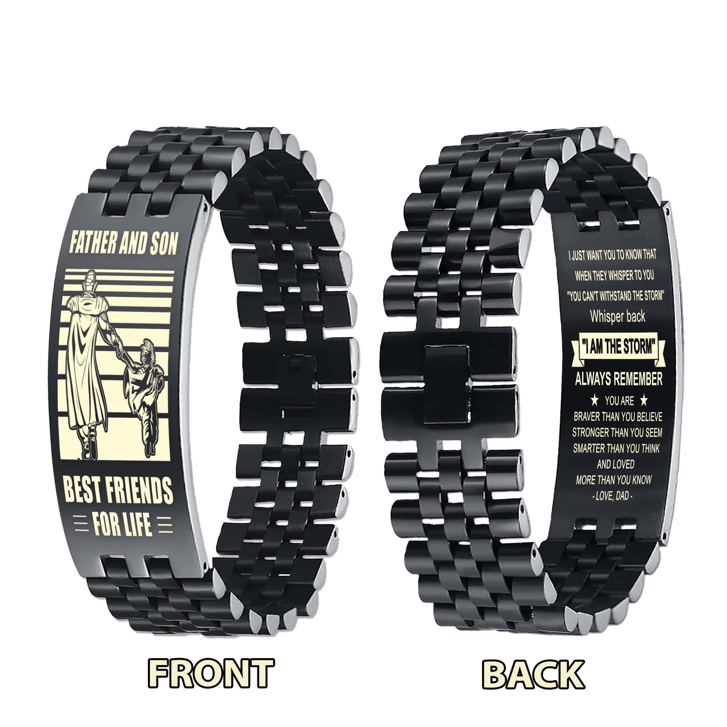 Viking STO Personalized Double Sided Bracelet Father And Son Best Friends For Life - Message on the back side