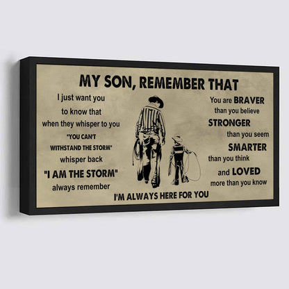 Personalized Sport Poster Canvas -  My Son Remember That Whisper Back I Am The Storm