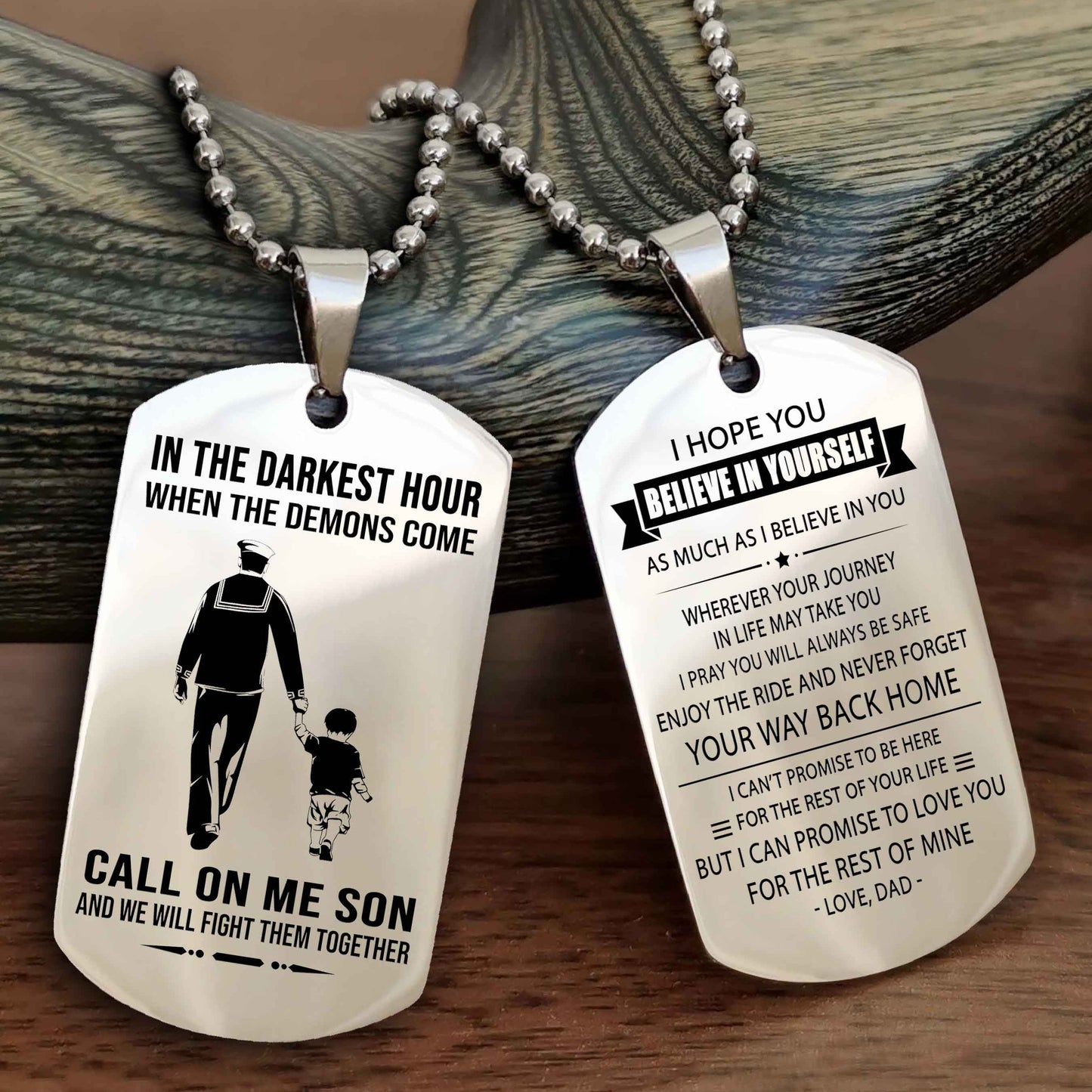 DRB Double Sided Dog Tag Call On Me Son - Gift For Son From Dad Never Forget Your Way Back Home